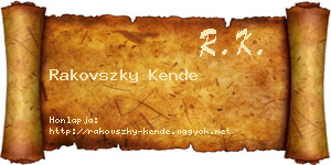 Rakovszky Kende névjegykártya